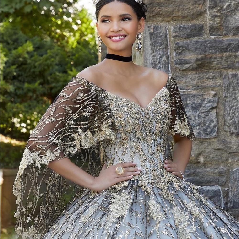 Elegant Gold and Silver Gown
